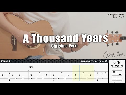 A Thousand Years - Christina Perri | Fingerstyle Guitar | TAB + Chords + Lyrics