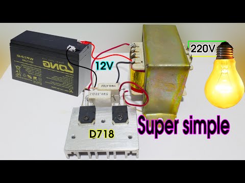 DIY Simple Converter 12v to 220v Using D718 Transistor Transformer available