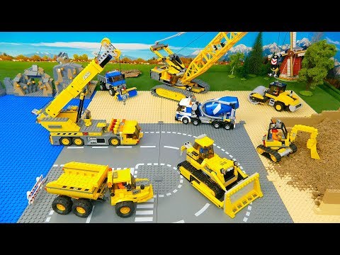 Thumbnail for Construction vehicles build a Lego Bridge
