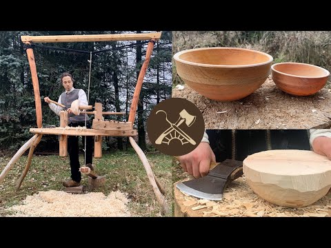 Bowl turning without electricity: on the pole lathe [short version] - Jero &amp; Pirmin Lehr