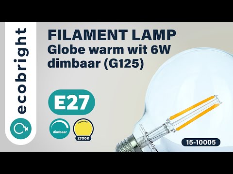 Thumbnail for Led filament E27 globe warm wit 6W dimbaar (G125) | 15-100005