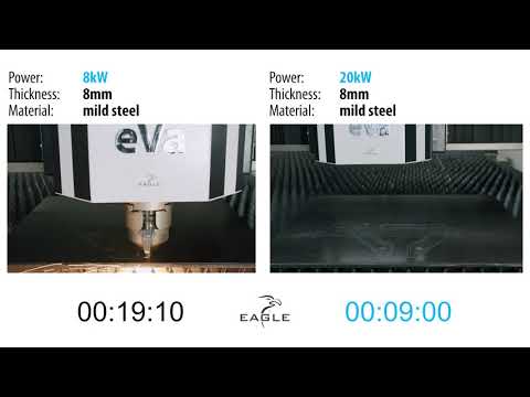Thumbnail for 20 kW vs 8 kW - 8 mm mild steel cutting comparison | Eagle Lasers #TheGameChangers