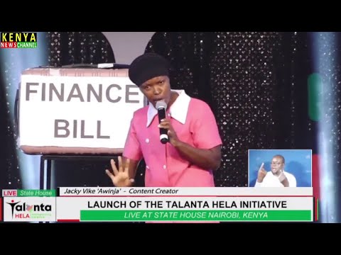 Thumbnail for Laughter as Comedian Awinja presents her Finance Bill to Ruto at State House