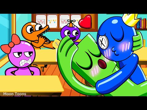 Rainbow Friends Finger Heart At School | Blue x Green Animation