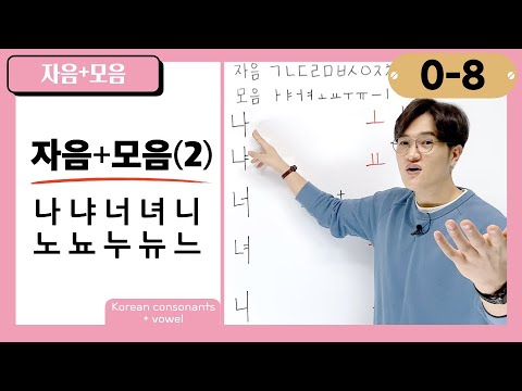 [0-8] How to Combine Korean Consonants and Vowels: 나 냐 너 녀 니 노 뇨 누 뉴 느