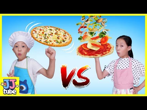 쌀로 만든 피자라고?! 현실남매의 쌀피자 만들기 요리배틀 인기동요 놀이 피자 먹방 Pizza Mukbang [제이제이 튜브-JJ tube]