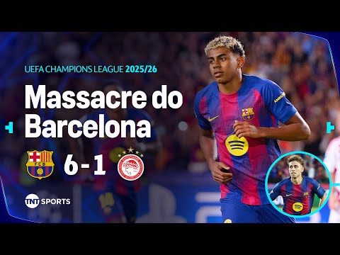 Thumbnail for YAMAL CRAVA, FERMÍN FAZ HAT-TRICK E BARÇA PASSEIA NA CHAMPIONS LEAGUE! BARCELONA 6X1 OLYMPIACOS