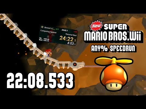 Thumbnail for New Super Mario Bros. Wii - Any% Speedrun in 22:08.533* [Former WR]