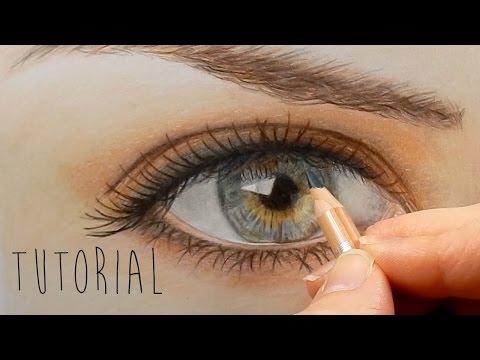 Tutorial | How to draw color a realistic eye and eyebrow with colored pencils | Emmy Kalia