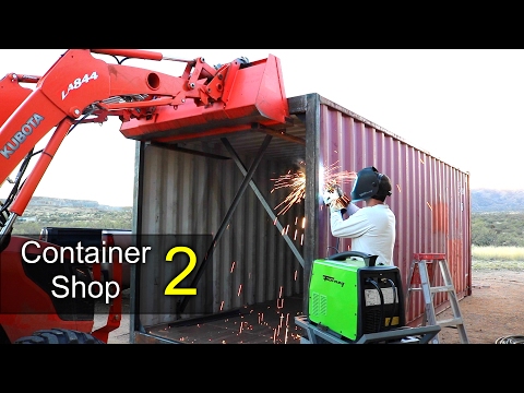 Shipping Container Shop Part 2 - Doors, Foundation Blocks