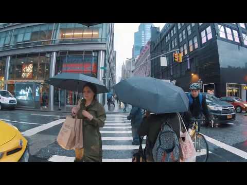 Midtown Manhattan, NYC Rain Walk | 59th Street to Port Authority Bus Terminal Area - ASMR