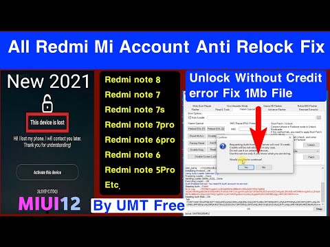 All Redmi Mi Account Unlock, Relock Fix By Umt Dongle New 2021 Without Auth | Credit Error Fix