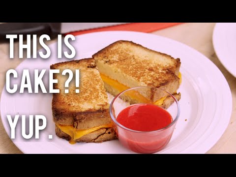 How To Make A GRILLED CHEESE SANDWICH...CAKE! Pound cake &apos;bread&apos; and modeling chocolate &apos;cheese&apos;!