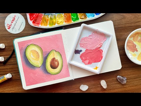 Vẽ Trái bơ Màu Gouache (Time Lapse) - Khoá học Vẽ Tĩnh vật Màu Gouache