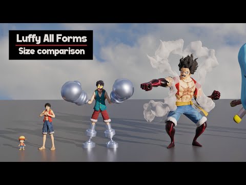 ONE PIECE Luffy All Forms Size Comparison 3D | 3d Animation Comparison