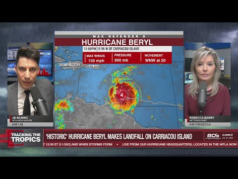 Thumbnail for #HurricaneBeryl latest: Record-breaking storm makes landfall, pummels islands | Tracking the Tropics