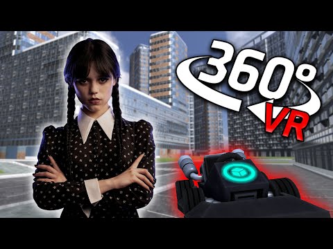 360° Giant WEDNESDAY CHASES YOU in Mario Cart in VR/4K