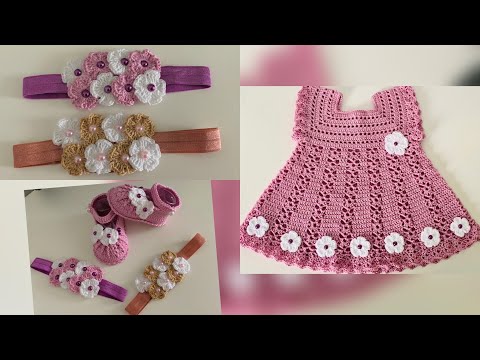 Thumbnail for Diadema o vincha a crochet | Facil de realizar y muy económica | a juego con vestido y zapatitos