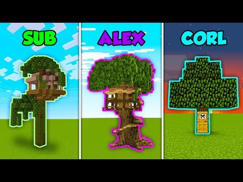 Thumbnail for SUB vs ALEX vs CORL - TREEHOUSE in Minecraft!