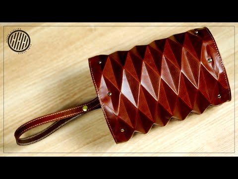 [Leather Craft] Making a Geometric Patterned Bucket Bag