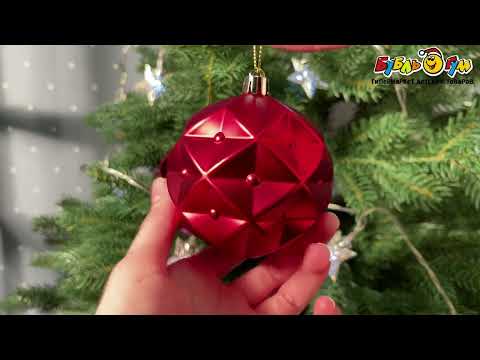 Елочный шар рельефный красный лофт 8см в ассортименте