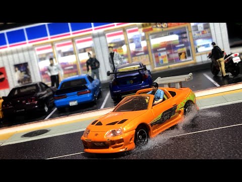 【コマ撮り】スポーツカー乗りの意地!カーチェイス開幕!!果たして結末は……ワイスピ風に撮影!【トミカ】