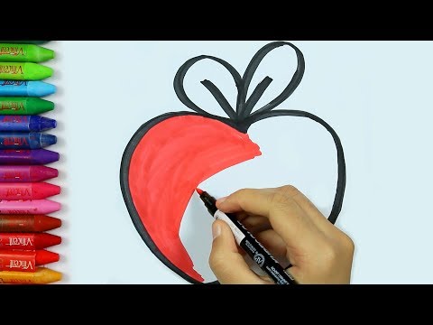 كيفية رسم أبل ???? الأسماك ???? اللباس الأرجواني???? الرسم والتلوين للأطفال - الأطفال ألوان الفيديو
