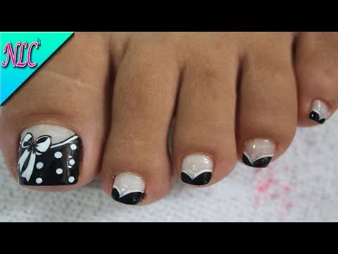 DECORACIÓN DE UÑAS PARA PIES MOÑO Y FRANCÉS - BOW NAIL ART - FRENCH NAIL ART - NLC