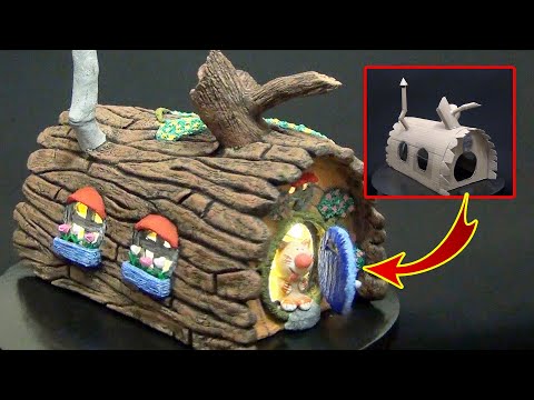 DIY Fairy House using Cardboard and Paper Clay | How to make a fairy garden house from cardboard