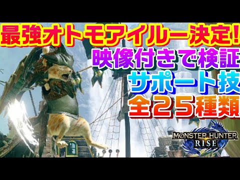【モンハンライズ】最強オトモアイルー決定！映像付きで全オトモサポート行動技２５種類を検証するモンハンライズ【モンスターハンターライズ】