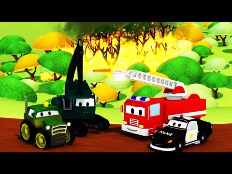 Авто Патруль Пожарная машина и полицейский автомобиль: лесные пожары в Road Town | мультфильм о