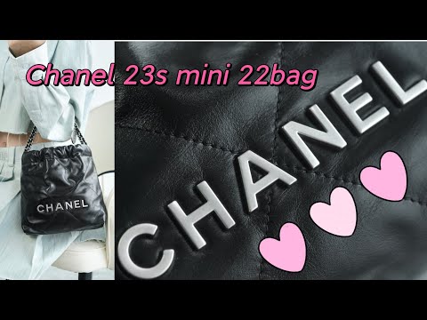 Chanel  23s mini 22bag ,Black import calfskin leather and silver hardware.