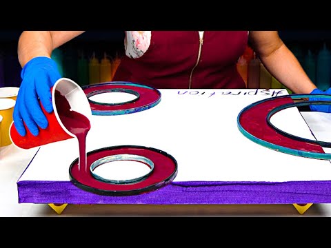 CONTRAST Flow, 3D, Rings &amp; MORE!????????6 Creative Acrylic Pouring Techniques for Fluid Art Painting