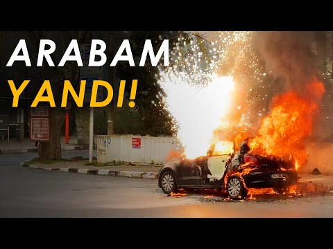 OFİSE GİDERKEN ARABAM ALEV ALEV YANDI CANIMI ZOR KURTARDIM!