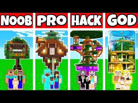Thumbnail for Minecraft: FAMILY JUNGLE TREE HOUSE BUILD CHALLENGE - NOOB vs PRO vs HACKER vs GOD in Minecraft