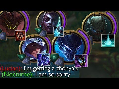 Thumbnail for League of Legends but we run 5 Assassins and CRUCIFY the enemy AD Carry