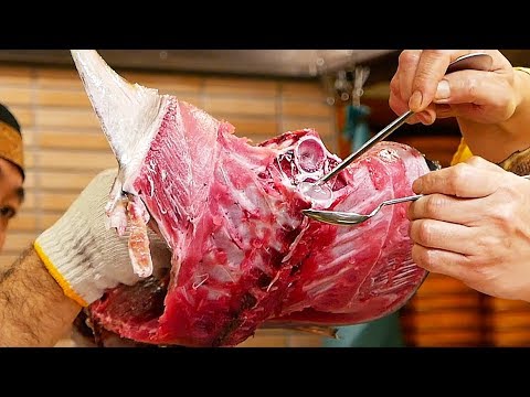Japanese Food - 40KG TUNA CUTTING SHOW Eating All Parts of a Tuna!