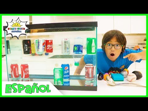 Hundir o flotar experimento de densidad para niños con refrescos