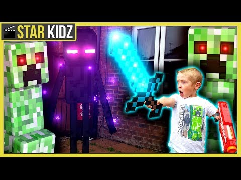 Thumbnail for Minecraft Sneak Attack On Ethan! Crazy Creeper & Enderman Extreme Nerf Battle!