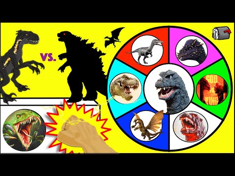 Dinosaurs vs Godzilla SPINNING WHEEL SLIME GAME w/ Figures &amp; Cool Toys