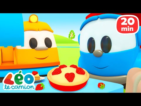 Léo le camion construit des objets pour la cuisine. Dessin animé en français pour enfants.