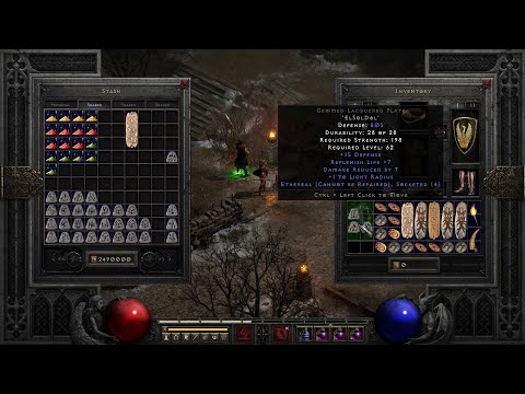 Thumbnail for Diablo 2 Resurrected - Making the Fortitude Runeword (EL SOL DOL LO) in Eth Lacquered Plate for Merc