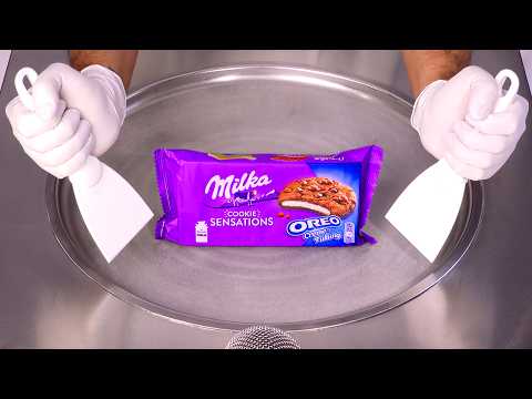 How to Make MILKA & OREO COOKIE SENSATIONS Ice Cream Rolls | ASMR (no talking)