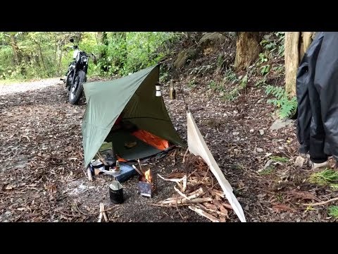 Thumbnail for 鯛めしバイクミニマムソロキャンプ Red snapper  (Part29) Tarp shelter solo camping minimum equipment.