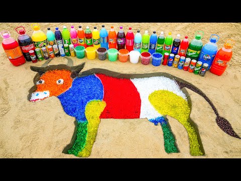 How to make Rainbow Cow with Orbeez, Big Monster, Fanta, Sprite, Coca Cola vs Mentos &amp; Popular Sodas