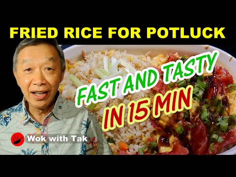 Thumbnail for Fried rice with egg and tomato scramlette.   Large portion, great for potluck.