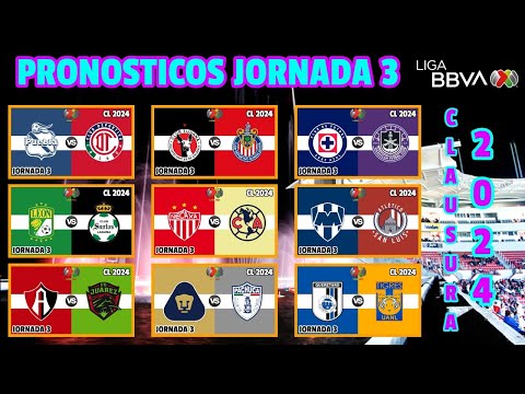 Thumbnail for PREDICCIONES, FECHAS y HORARIOS de la JORNADA 3 de la LIGA MX torneo CLAUSURA 2024