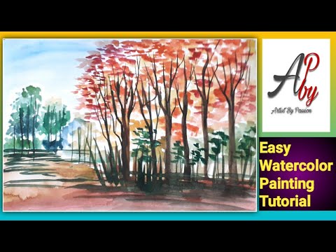 Easy Watercolor Landscape Painting /Watercolor Painting Tutorial/Step By Step