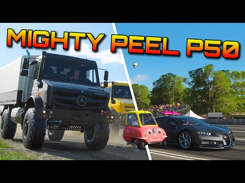 Forza Horizon 4 | Peel P50 vs Unimog & Chiron! | + stunt park action xD