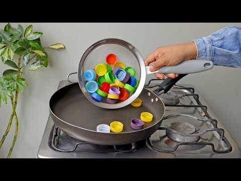 Te Asombrará lo que HICE con Tapas de Botellas Plásticas-3 Ideas FÁCILES y ÚTILES para el Hogar
